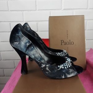 Paolo womens velvet peep toe pumps size 8 1/2